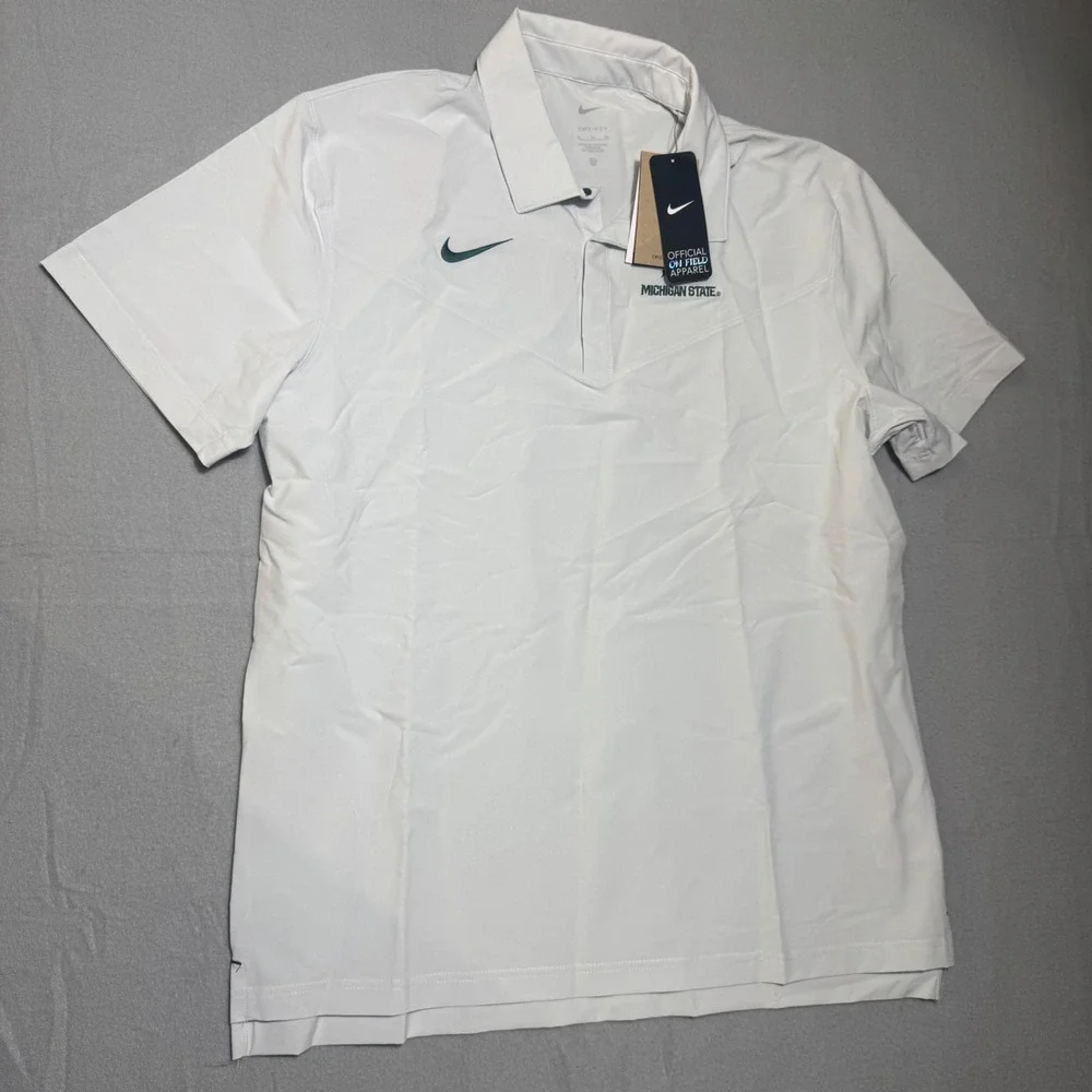 Nike Michigan State Spartans Dri-Fit On Field Polo White DN5626-100 Mens XL